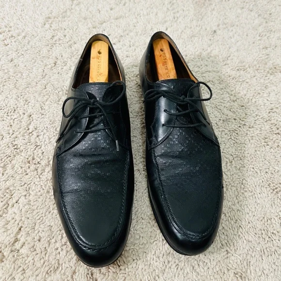 Authentic Gucci Black Diamanté Genuine a contrast Leather Lace Up Oxfords Sz 10 GUCCI Black Derby Mens Lace Up Dress Shoes 10  main image 4